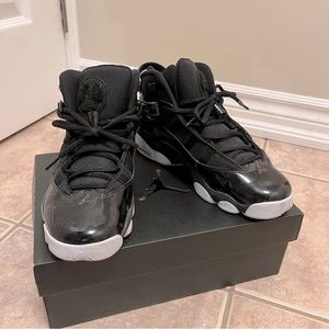 Nike Air Jordan Black 6 Rings (GS) 6Y Junior = 24cm =Women 7 👦👧 with Grey edge